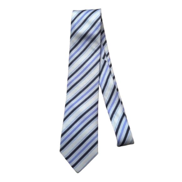 NWT Bijoux Terner 100% Silk Tie Blue Diagonal Stripe Classic Special Occasion - Picture 1 of 3